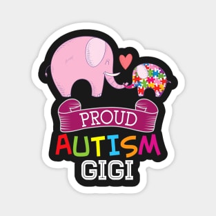 Proud Autism Gigi Autistic Day Awareness Rainbow Puzzle Magnet