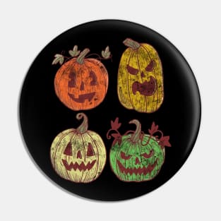 Vintage Pumpkin Funny Pumpkin Halloween Retro Pin