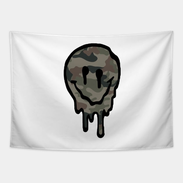 Camoflage Drippy Smiley Face Tapestry by lolsammy910