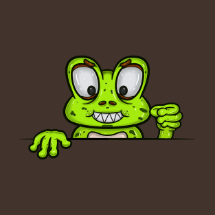 Frog Cartoon With Evil Face Expression T-Shirt