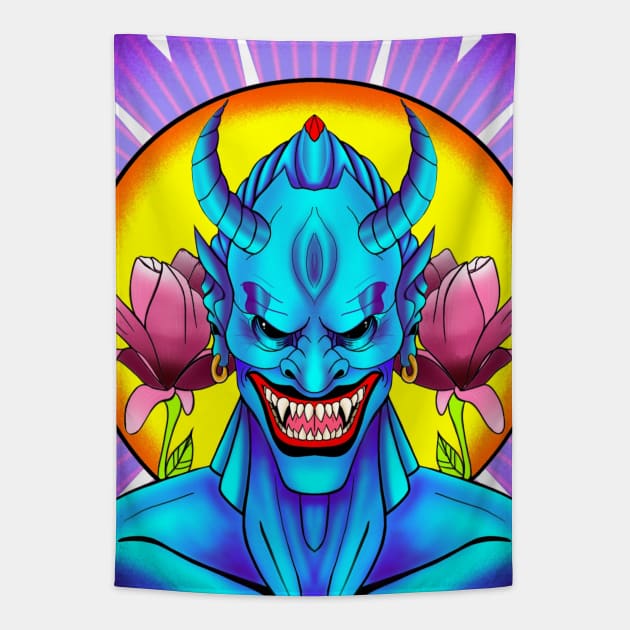 Blue Demon Tapestry by mark-chaney