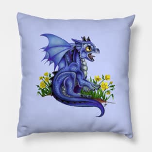 Adorable Dark Blue Indigo Baby Dragon Pillow