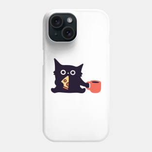 Cute Black Cat Eating Pizza Slice Phone Case