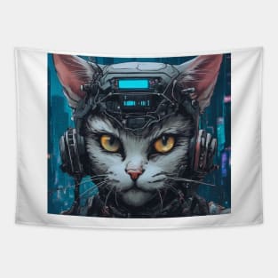 Cyberpunk Cat Tapestry