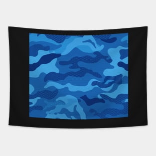 Blue Navy Camo Tapestry