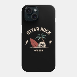 Vintage Surfing Otter Rock Oregon // Retro Surf Skull Phone Case