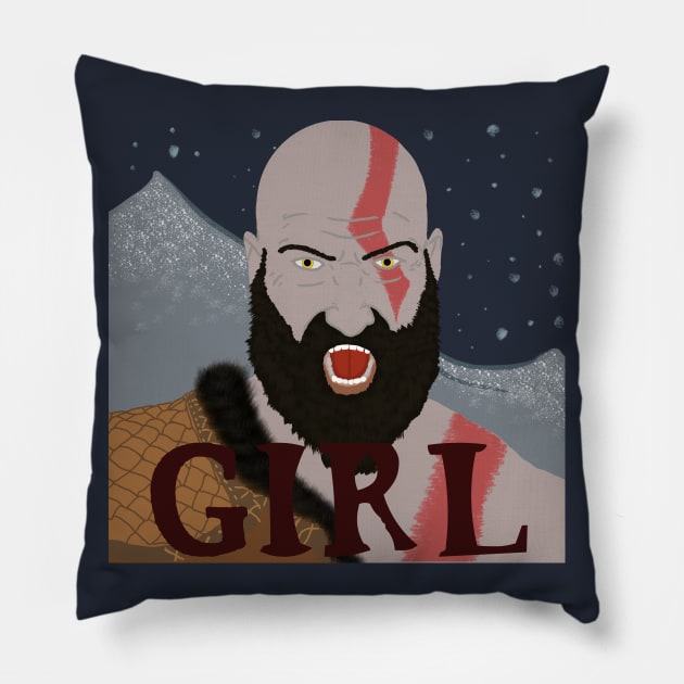 Girl - God Of War Pillow by KinaDesigns