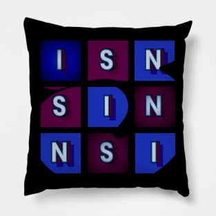 Sin - white letters in blue and red boxes, frame in the form of a capital letter "J" Pillow