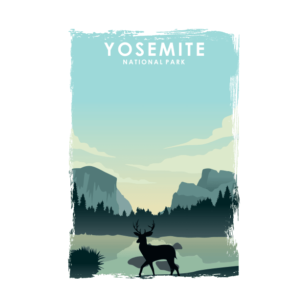 Yosemite National Park California Nature Travel Poster Print by jornvanhezik