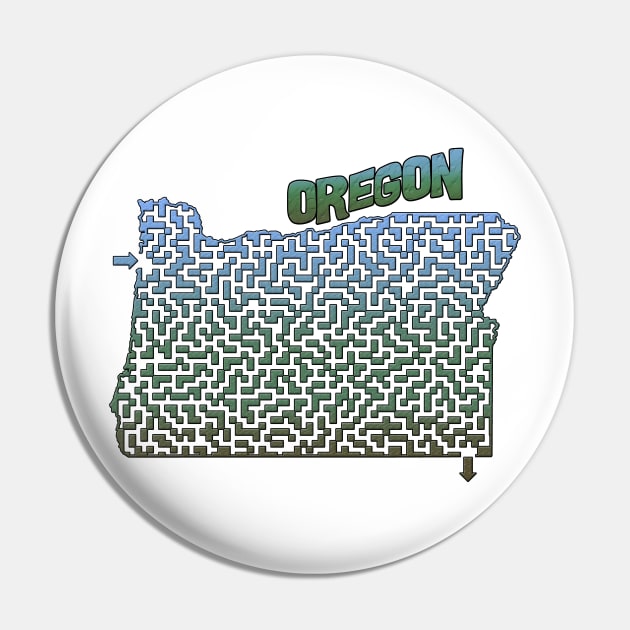 Oregon State Outline Maze & Labyrinth Pin by gorff