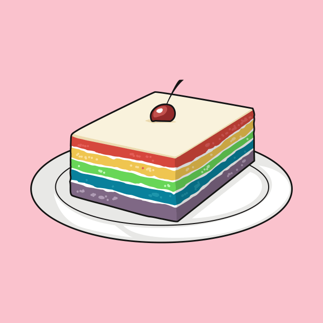 Rainbow cake cartoon illustration by Miss Cartoon