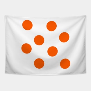 Orange on White Polka Dots Tapestry