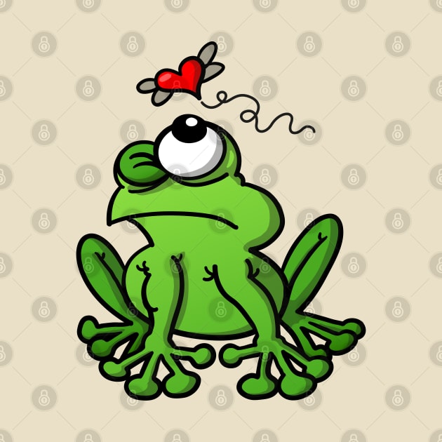 Mischievous green frog chasing the mosquito of love by zooco