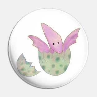 Cute baby pterodactyl dinosaur hatching from an egg Pin
