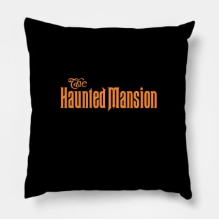 HAUNTED MANSION logo - orange - Halloween Pillow