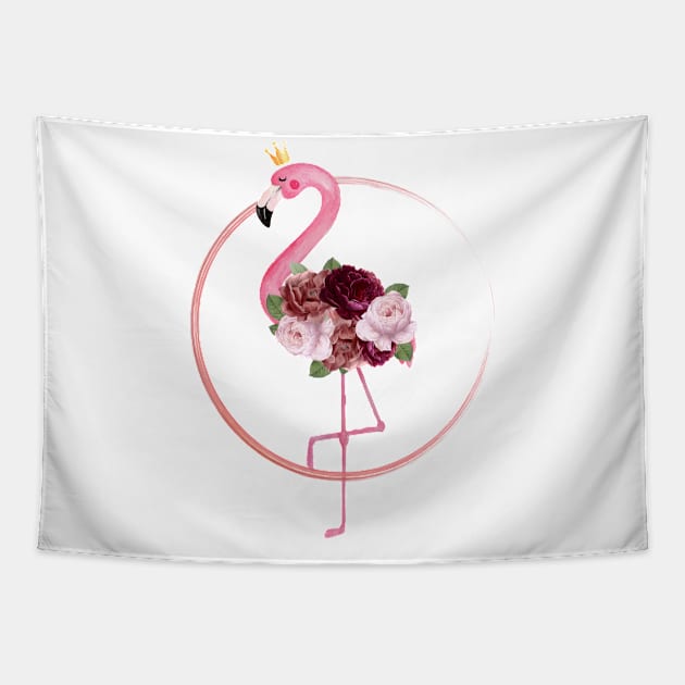 Flamingo with flowers. Tapestry by Satic