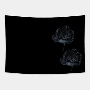 Black and blue flower Tapestry