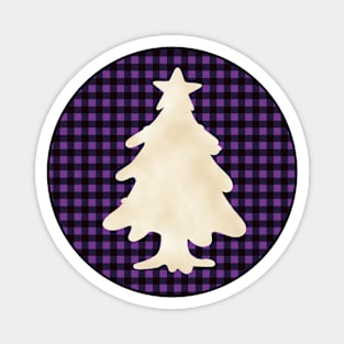 Christmas tree silhouette over a black and violet tile pattern Magnet