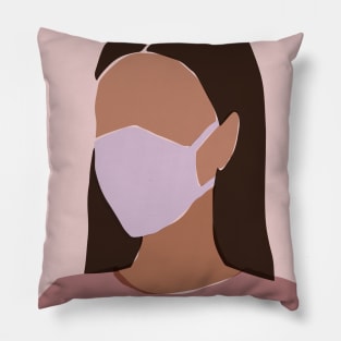 Young woman in a face mask Pillow