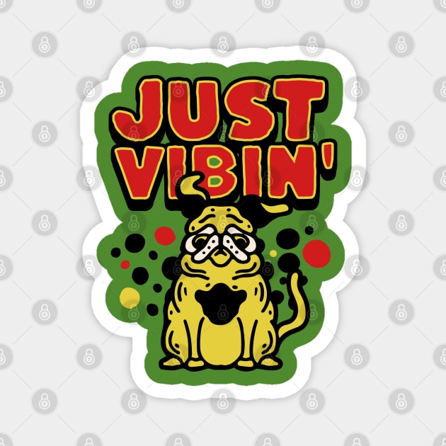 Funny Bulldog Just Vibin Magnet by The WYLD Tribe