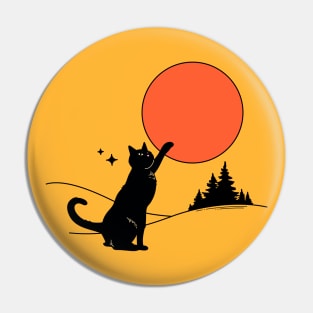 Cool Sun Black Cat in yellow Pin