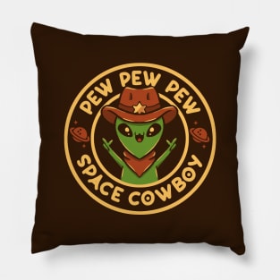 Space Cowboy Funny Alien Brown by Tobe Fonseca Pillow