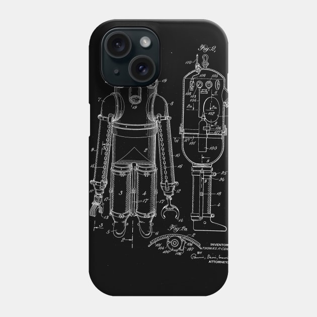 Deep Sea Diving Suit Vintage Patent Drawing Phone Case by TheYoungDesigns