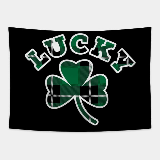 Lucky Three Leaf Clover Flannel Print Pattern Tapestry by Design_Lawrence