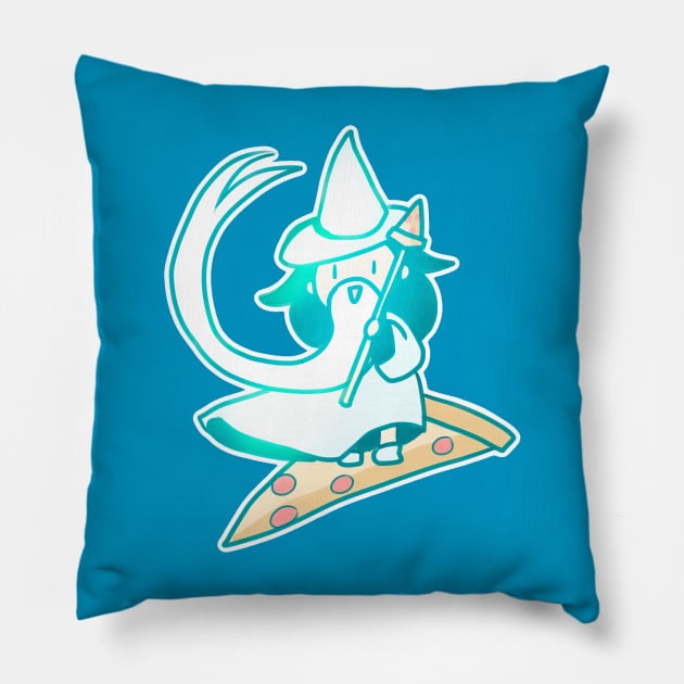 Surfing Pizza Wizard Pillow by aishiiart