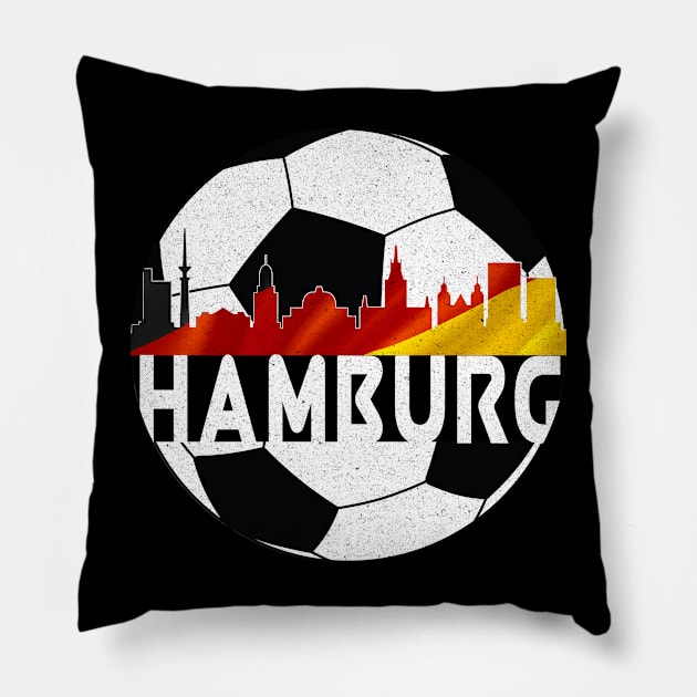 Hamburg Germany Euro 2024 football—White text Pillow by Rocky Ro Designs