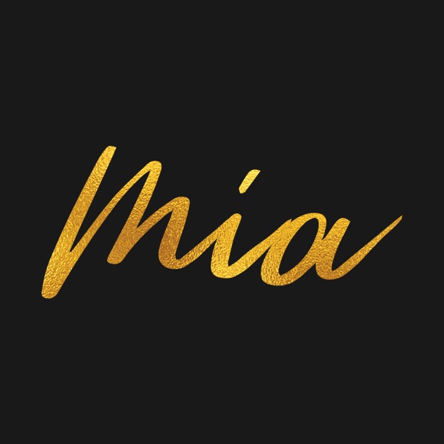 Mia Name Hand Lettering in Faux Gold Letters by Pixel On Fire