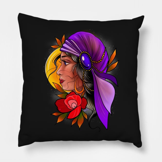 GYPSY LIFE Pillow by churchtattoo