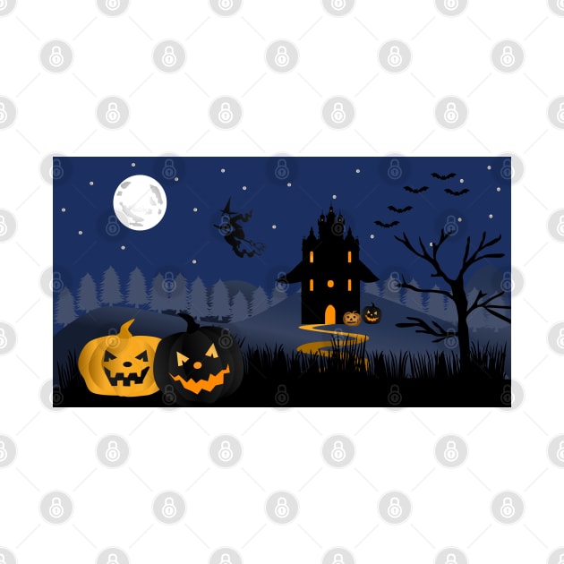 Halloween background with pumpkins, Graves, full moon, and bats stock illustration by ikshvaku