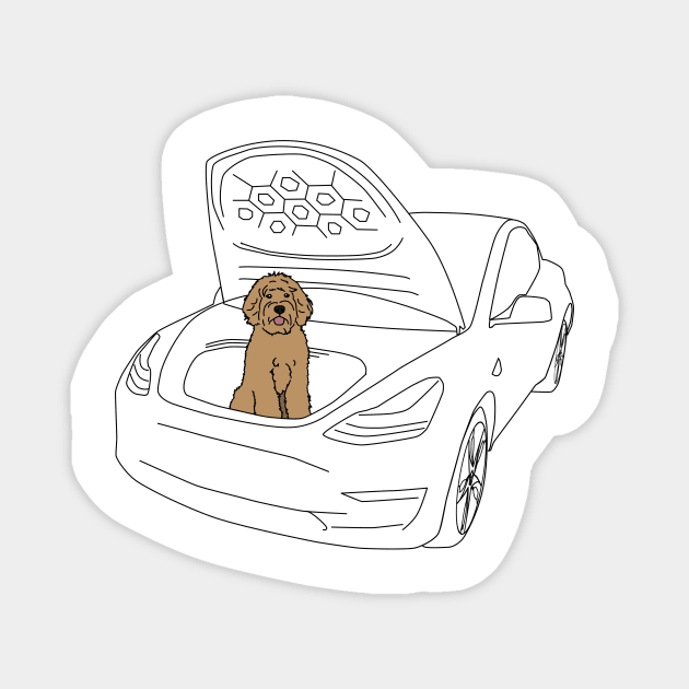 Labradoodle in a Tesla Model 3 Frunk Magnet by Shannon Marie