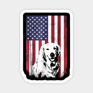 4th Of July Golden Retriever American Flag T Shirt Patriotic Magnet