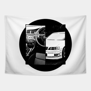 TOYOTA CHASER JZX100 Black 'N White 5 Tapestry