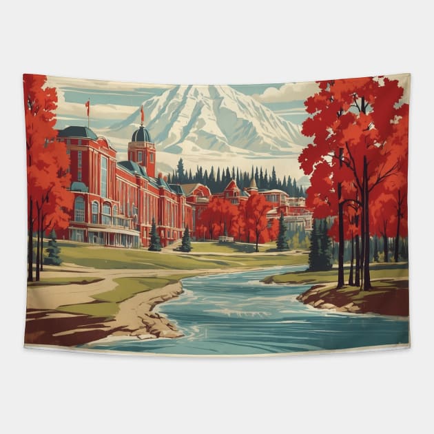 Edmonton Canada Vintage Poster Tourism Tapestry by TravelersGems