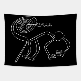 Nazca Lines. Primate monkey. Peruvian culture. Peru Tapestry