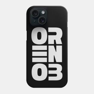 ORENOB text logo in light bright white / gray (6 letters vertical design) Phone Case