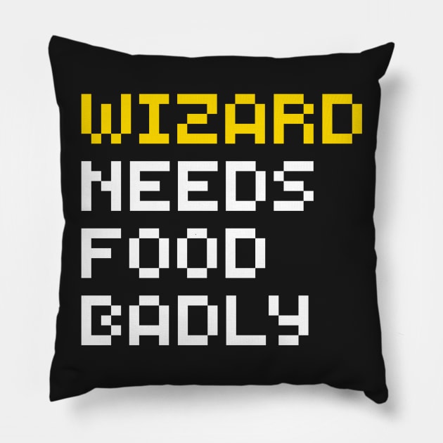 Wizard Needs Food Badly Pillow by GibletBlizzard