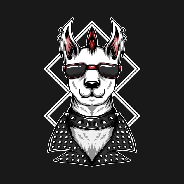 Retro Punk Rock Llama with Mohawk and Leather Jacket by SLAG_Creative