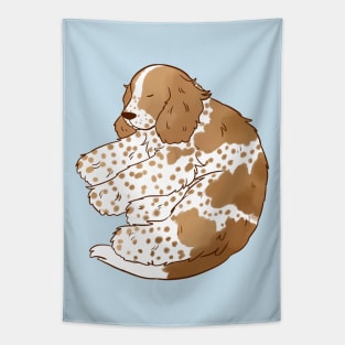 Cute english cocker spaniel sleeping illustration Tapestry