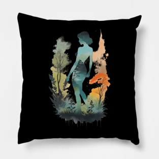 Vintage Nature Muse. Female body. Pillow