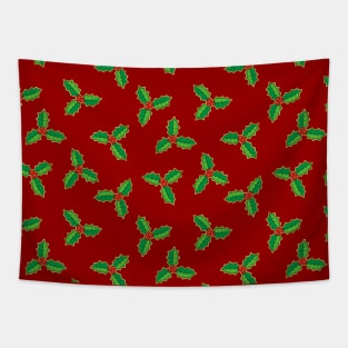 Christmas Holly Pattern Tapestry