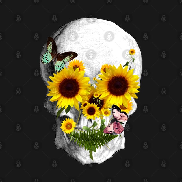 Sage Tribe Skull With sunflowers by Collagedream