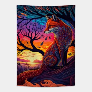 Foxy Fox at Sunset Tapestry