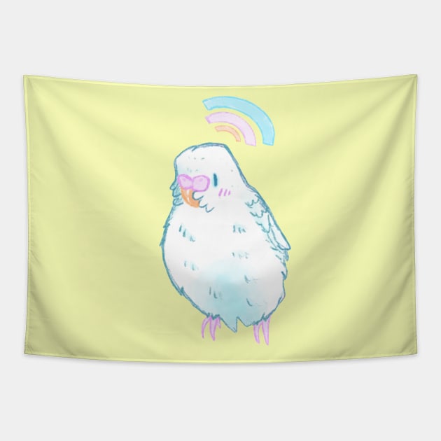 Sweet White Budgie Tapestry by JessaCreation