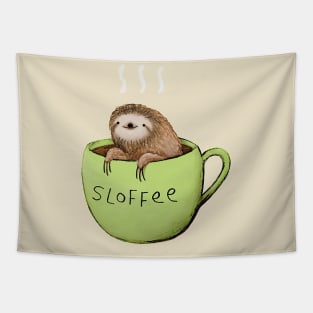 Cute coffee sloth Tapestry