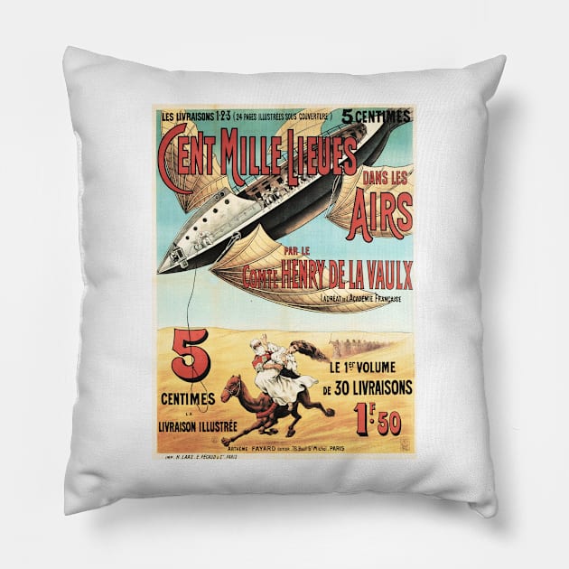 CENT MILLE LIEUES One Hundred Thousand Leagues Vintage French Pillow by vintageposters