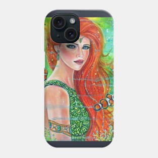 Mermaid with clown fish art by Renee Lavoie Phone Case